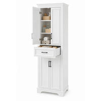 HOCHSCHRANK in Weiß mit Doppeltüren und Schubladen für Badezimmer, B60/T40/H180 cm - Weiß, Holzwerkstoff (60/180/40cm) - STILVORA
