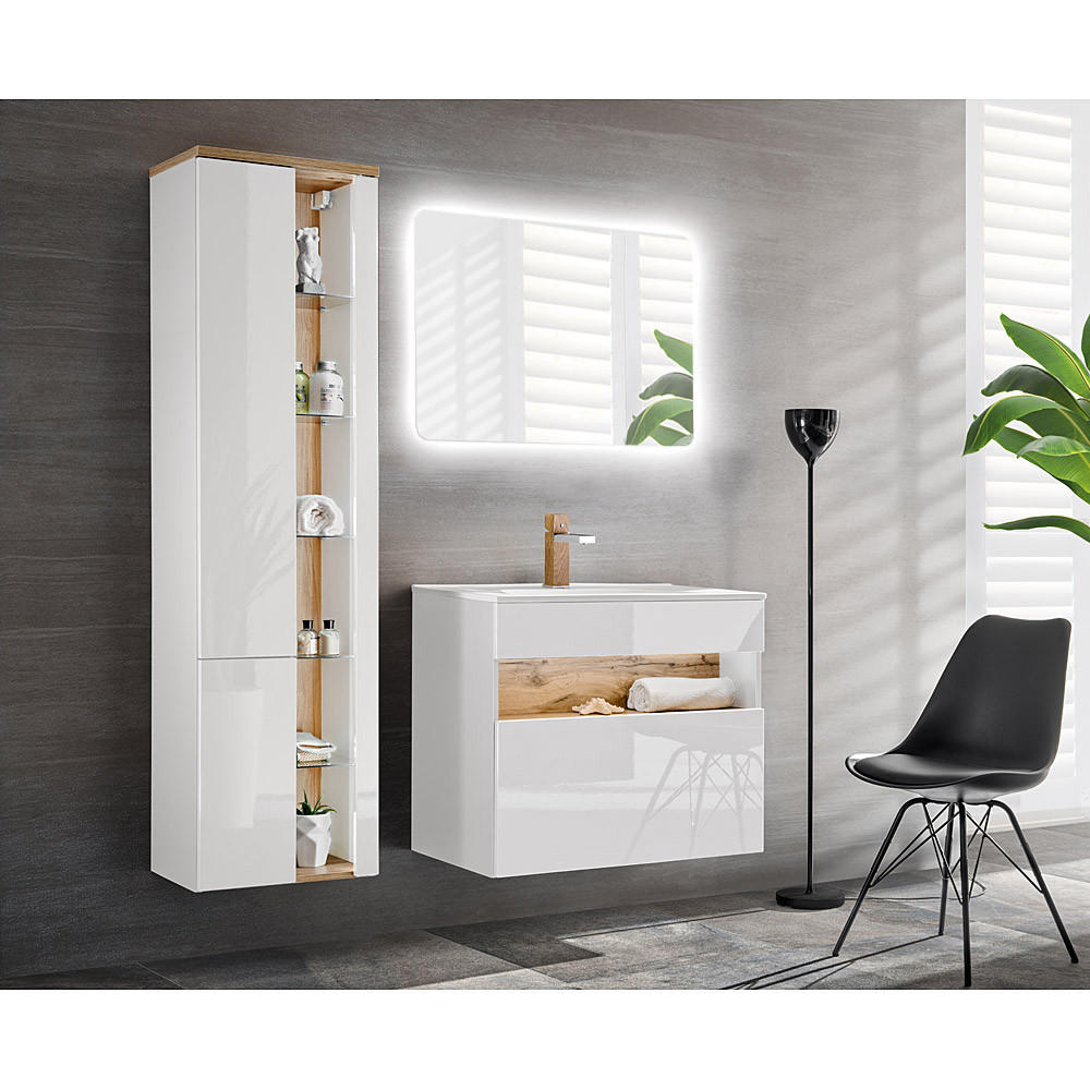 BADMÖBEL-SET 4-TLG. Bermuda-56 - Weiß, Holzwerkstoff (145/200/45cm) - Lomado