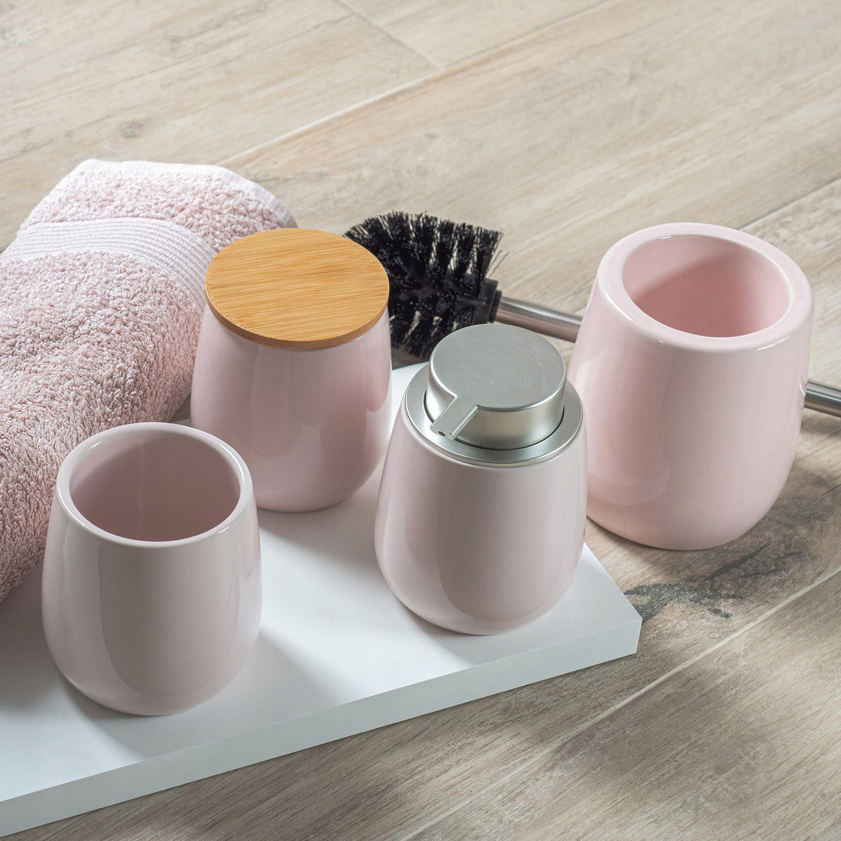 FLÜSSIGSEIFENSPENDER 12 cm, rosa - Rosa, Keramik (9.5/12.5/9.5cm) - KADAX