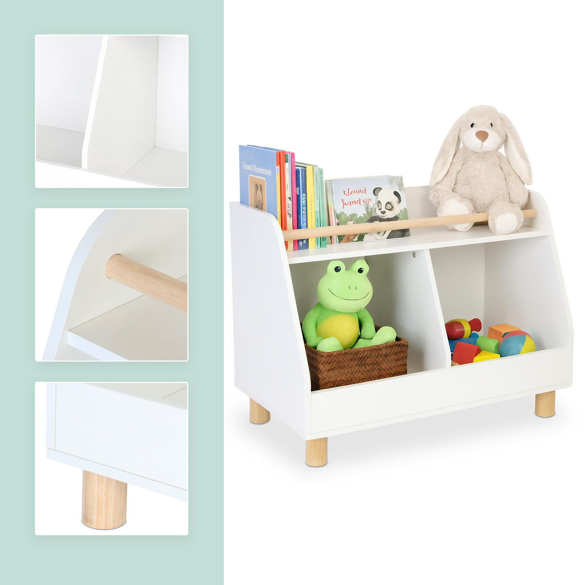 KINDERREGAL - Weiß, Holz/Holzwerkstoff (72/52/38cm) - Relaxdays