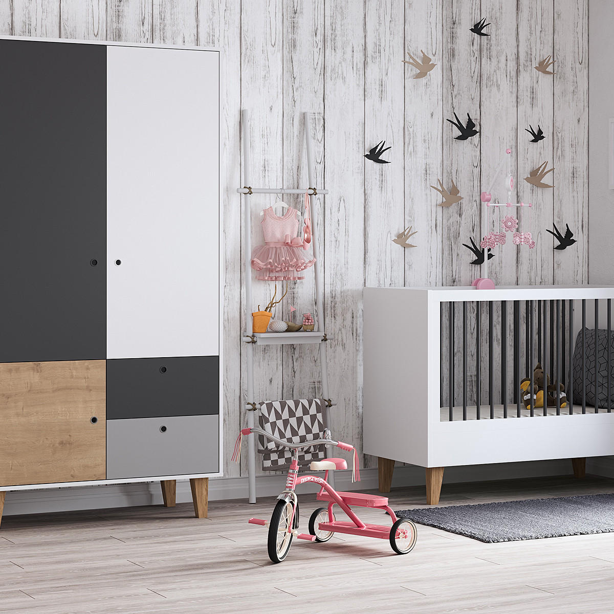 BABYZIMMER 2-teilig Holz - Braun, Holzwerkstoff (144.5/97/75cm) - Petits-meubles