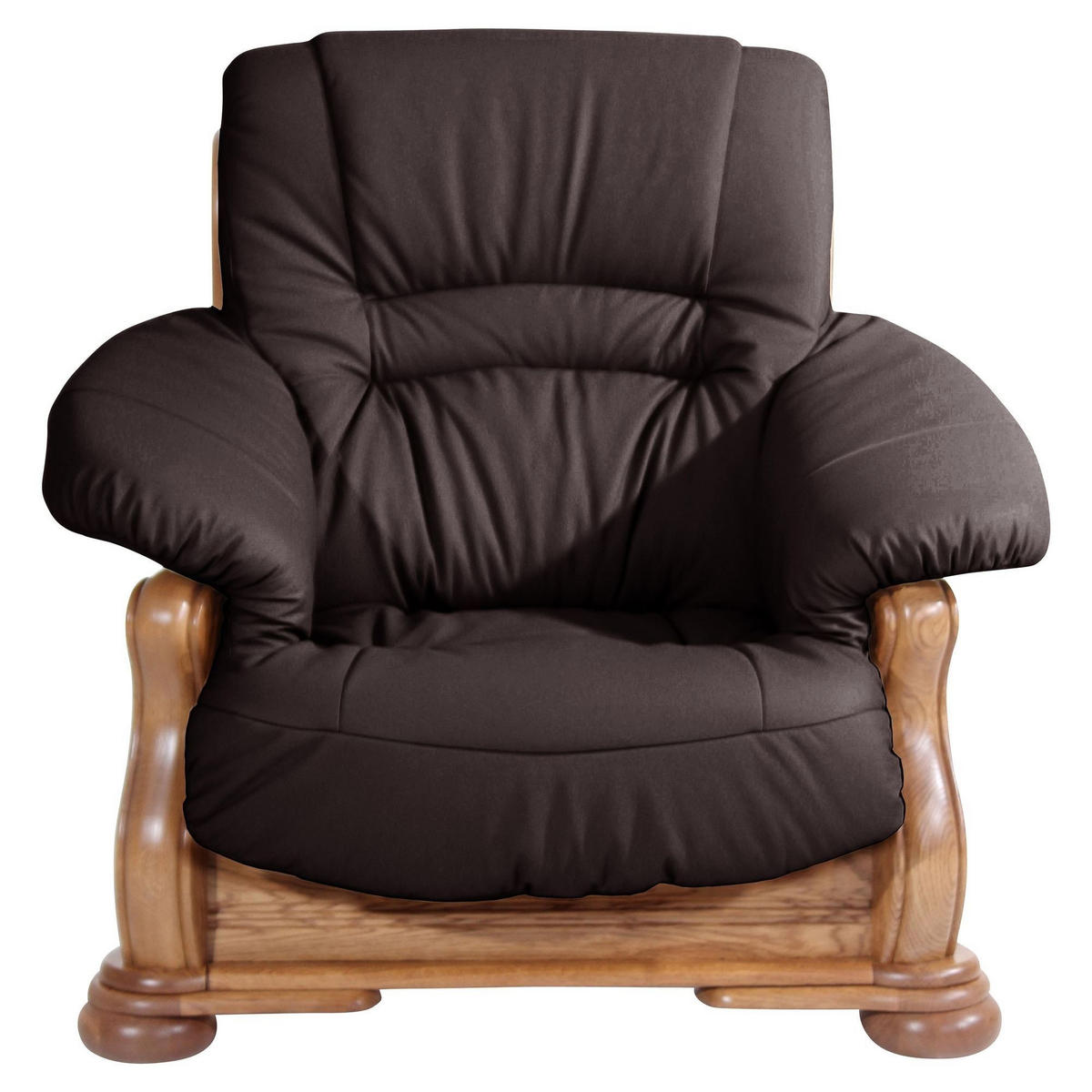 SESSEL Katlin Bezug Echtleder Eiche rustikal P43 / braun - Braun, Leder (104/95/95cm) - 58aufmkessel