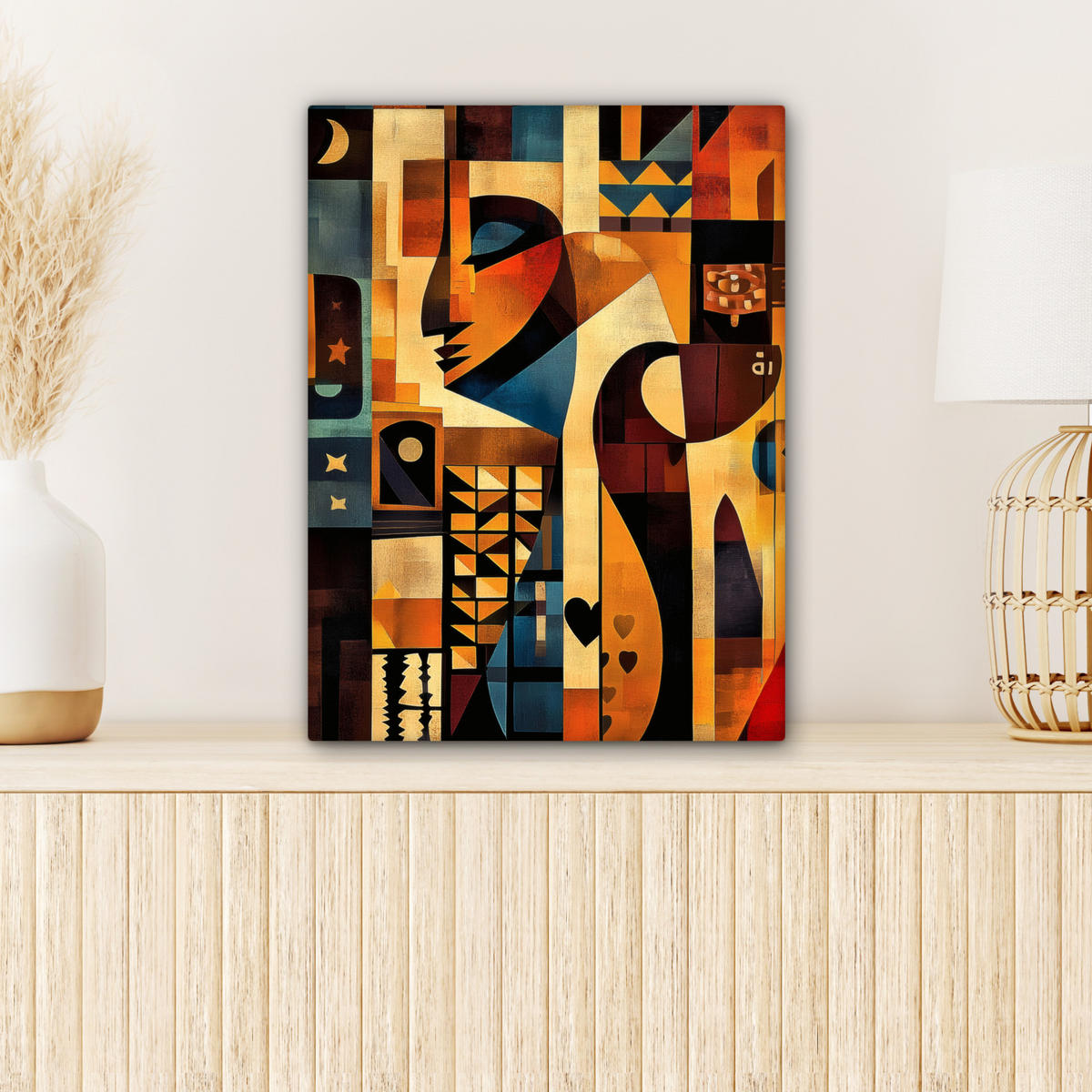 LEINWANDBILD Figuren - Abstrakt - Symbole 30x40 cm - Terracotta, Textil (30/40cm) - MuchoWow