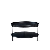 COUCHTISCH 69/69/38 cm schwarz aus Massivholz und MDF mit 2 Ebenen - Schwarz, Holzwerkstoff (69/69/38cm) - OKMYHOME