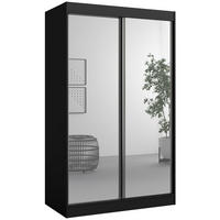 SCHIEBETÜRENSCHRANK mit Spiegel Como 2D2L 120 Schwarz - Silberfarben/Schwarz, Holzwerkstoff/Metall (120/201/65cm) - mzm24
