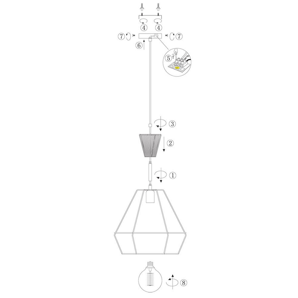 PENDELLEUCHTE Lillehammer Stahl Schwarz - Schwarz, Metall (38/38/55cm)