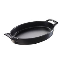 AUFLAUFFORM 100 cl OVAL MIT GRIFFEN Gusseisenoptik - Schwarz, Keramik (28/19/4.5cm) - Revol Porcelaine France