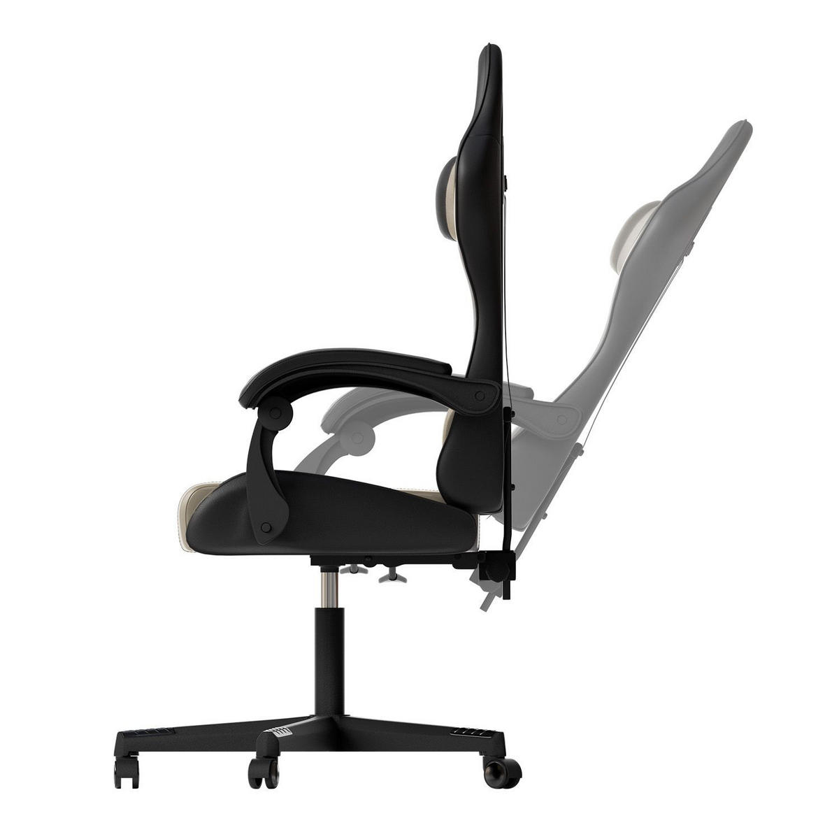 GAMINGSTUHL HyperSeat schwarz/beige - Beige/Schwarz, Kunststoff (63/131/121cm) - Juskys