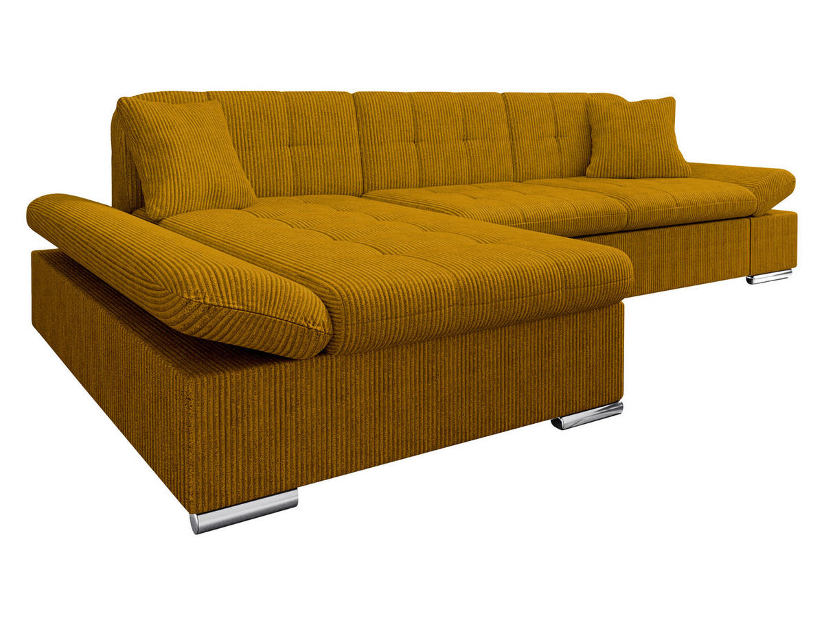 ECKSOFA Malwi Cord, Seite: Links - Bronzefarben, Holz/Textil (278/161cm) - MIRJAN24