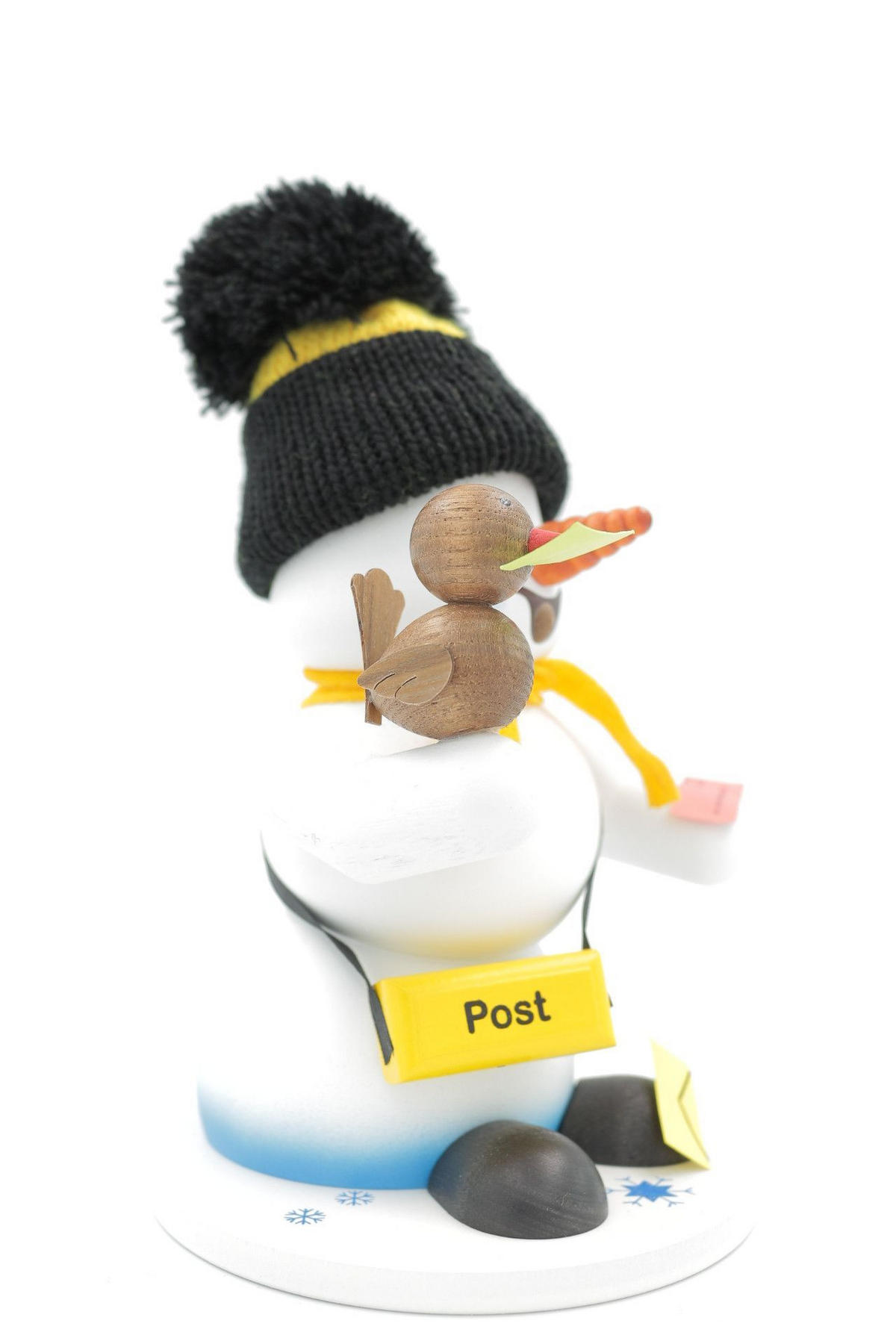RAUCHFIGUR Schneemann Weiß Postbote 19 cm - Multicolor, Holz (15/19/0.1cm)
