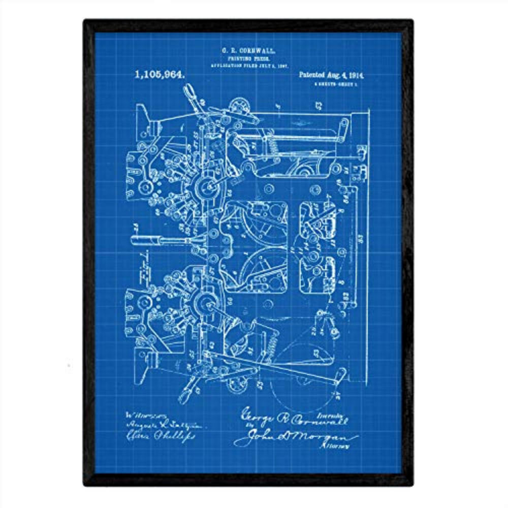 POSTER Druckmaschine Patent A3 Rahmenlos - Klar, Papier (29.7/5/42cm) - Nacnic