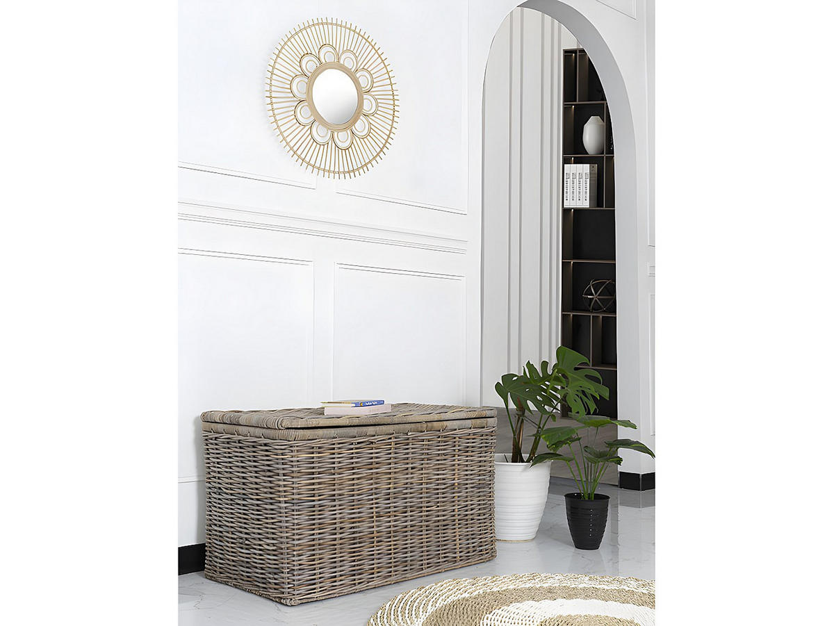 TRUHE und Kiste - 100 cm x 55 cm - Naturfasern - Grau - TIMGAD - Grau, Naturmaterialien (100/55/55cm) - Vente-Unique