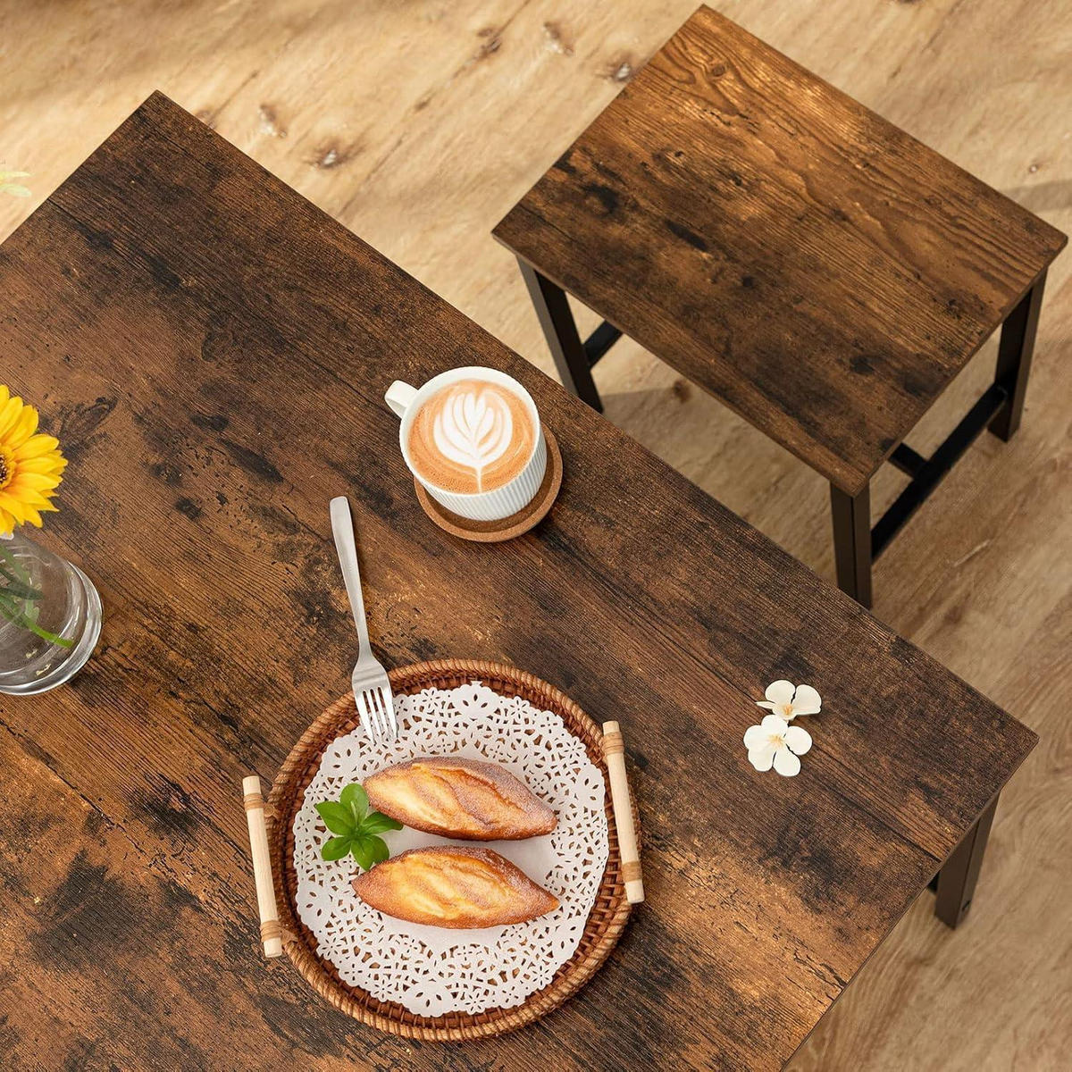 BARTISCH-SET mit 2 Hockern Vintagebraun 80 x 60 cm - Braun, Holzwerkstoff (60/75/80cm)