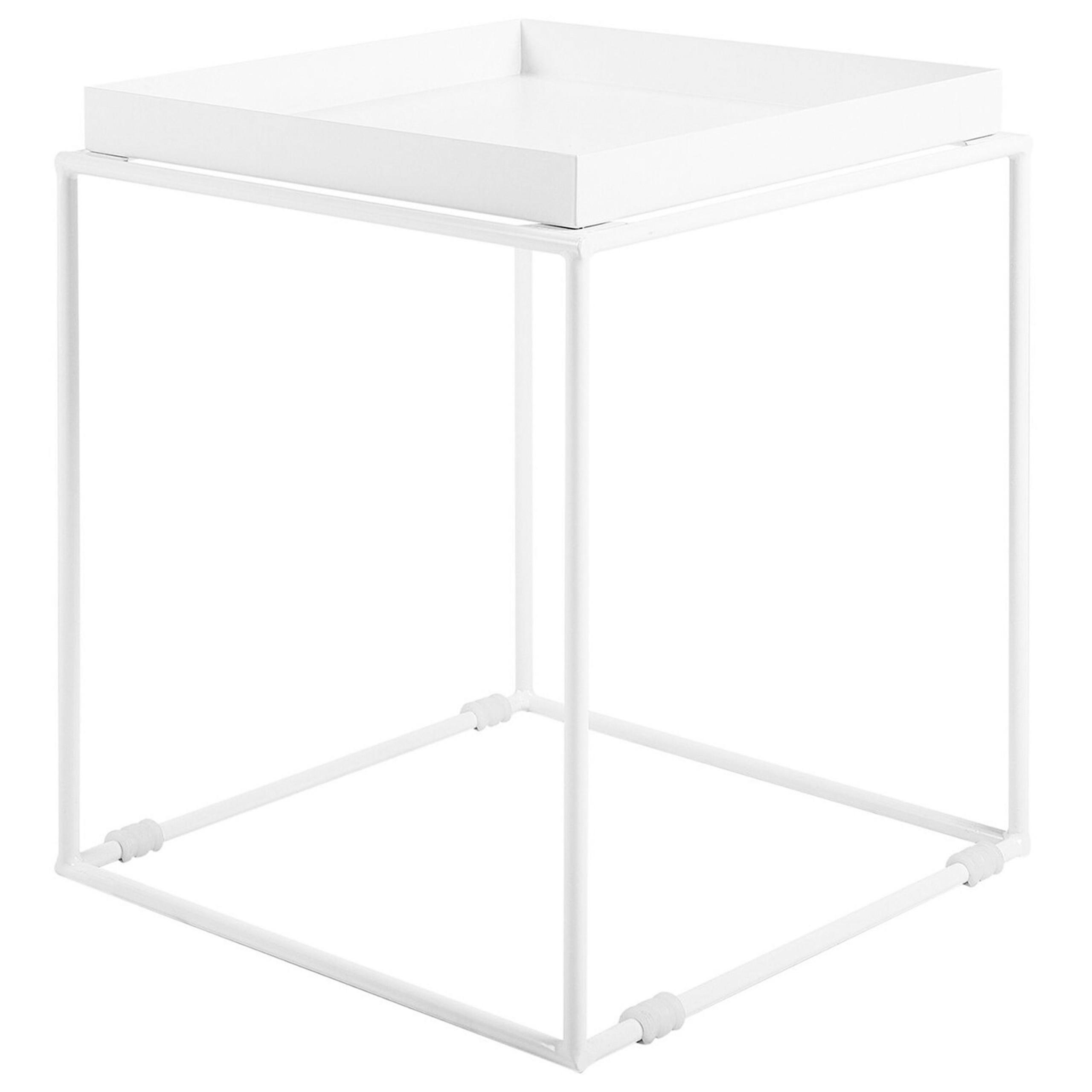 BEISTELLTISCH weiß quadratisch 40/40 cm Saxon - Weiß, Metall (40/40/50cm) - Beliani