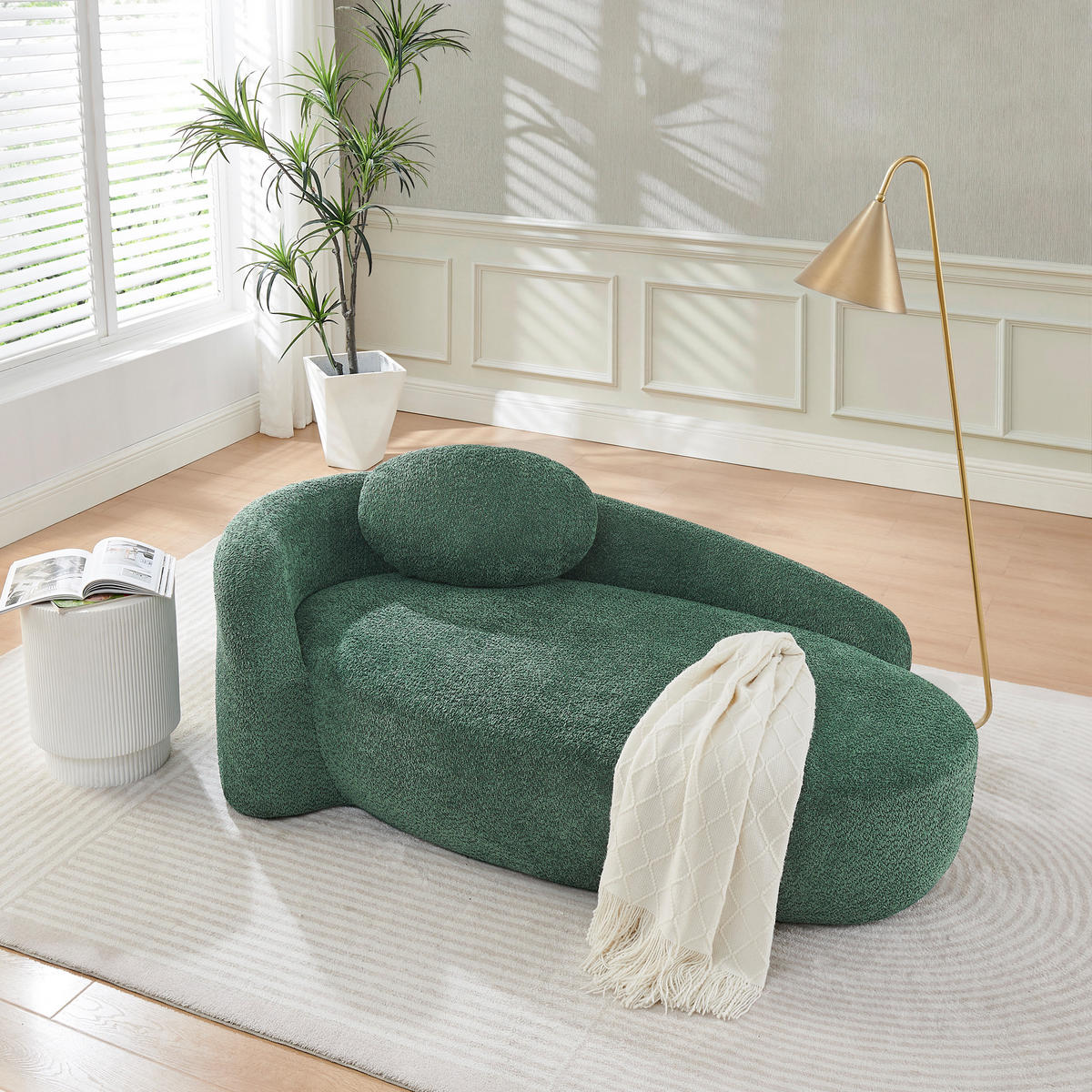 ECKSOFA 170/96/62 cm Grün Teddy mit Kissen - Grün, Textil (170/96cm) - Oxeza