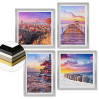 WANDBILDER 4er Set - 50x50 cm & 40x60 cm Silberner Rahmen - Romantische Himmelslandschaften - Silberfarben, Kunststoff (50/50cm) - ArtPrintCave