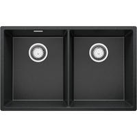 SPÜLBECKEN London Slim Twin, 2-er set Anthrazit 76/47 cm 2 Becken + Ablauf-Set ab 80er Unterschrank - Chromfarben/Anthrazit, Kunststoff (76/20/47cm) - Primagran