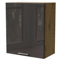 KÜCHENHÄNGESCHRANK Essen W2/60 Graphit Hochglanz / Eiche Artisan Matt 60 / 32,5 / 72cm - Graphitfarben/Eiche Artisan, Holz/Holzwerkstoff (60/72/32.5cm) - Feldmann-Wohnen