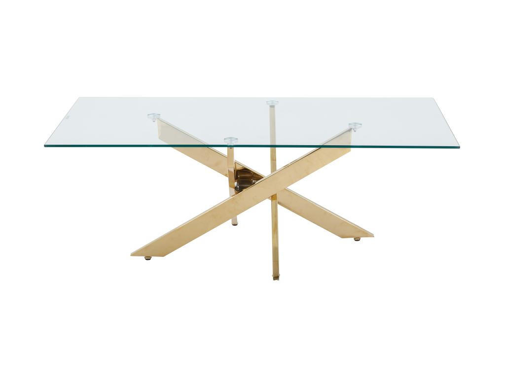 COUCHTISCH - Sicherheitsglas & Goldfarbenes Metall - Transparent - COSIMA - Goldfarben, Glas (120/60/45cm) - Vente-Unique