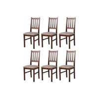 STUHL Bos 4 (6er Set) - Walnussfarben/Braun, Holz (43/94/40cm) - Leaf Design