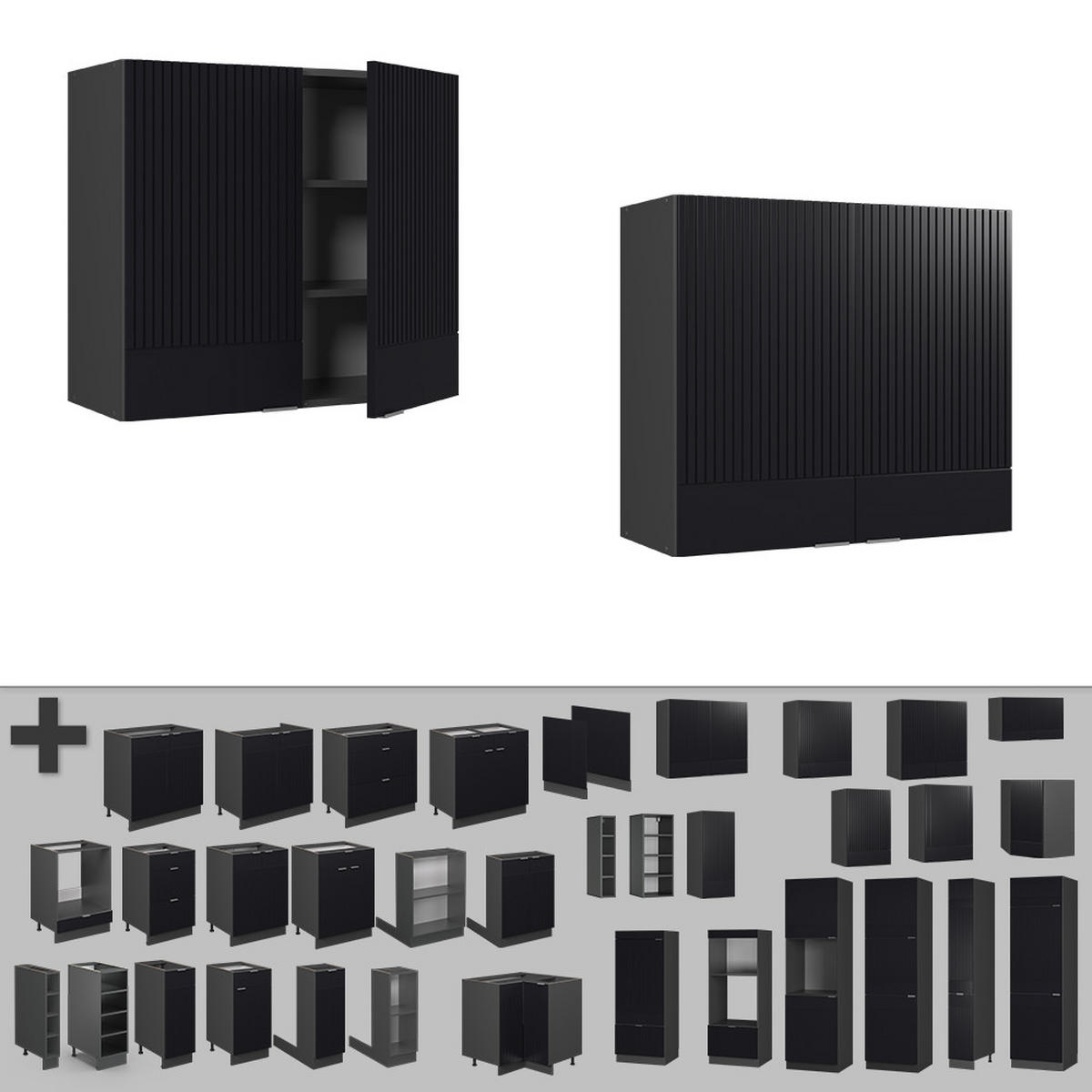 HÄNGESCHRANK Fame-Line Schwarz gestreift 80 cm - Anthrazit/Schwarz, Holzwerkstoff (80/72/34.1cm) - Vicco