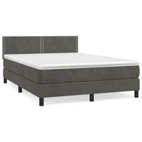BOXBETT Mit Matratze Dunkelgrau 140/200 Cm Samt - Weiß, Textil (140/200cm) - vidaXL