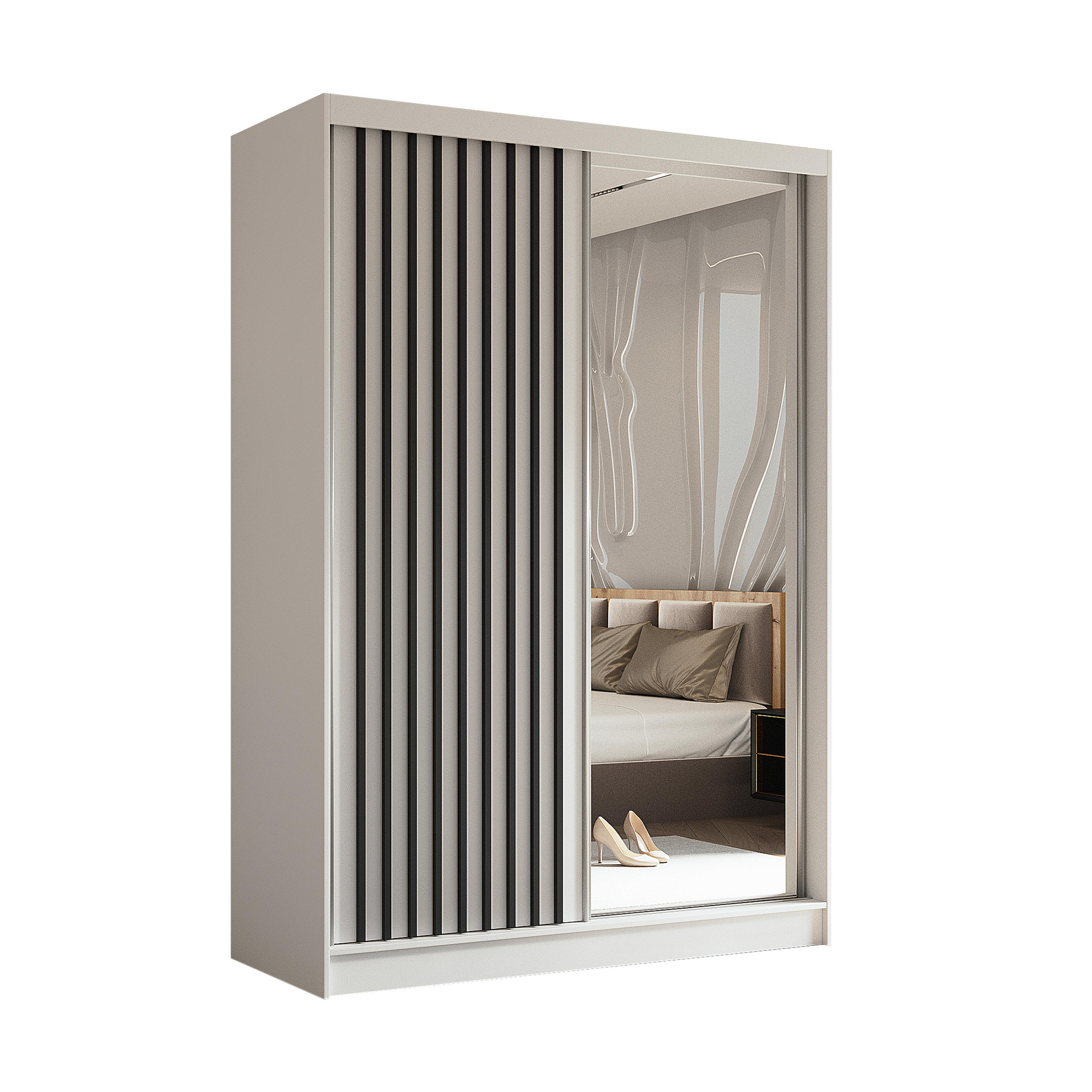 Masseno Schwebetürenschrank Weiß 150x216x61 cm