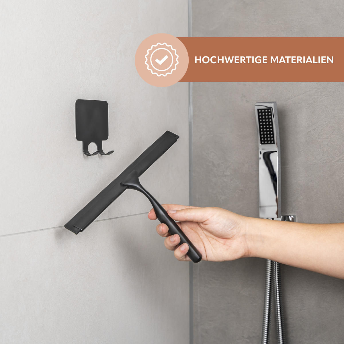 DUSCHABZIEHER PIAZZA BLACK TAPE schwarz - Schwarz, Metall (26.5/17.5/2.5cm) - bremermann