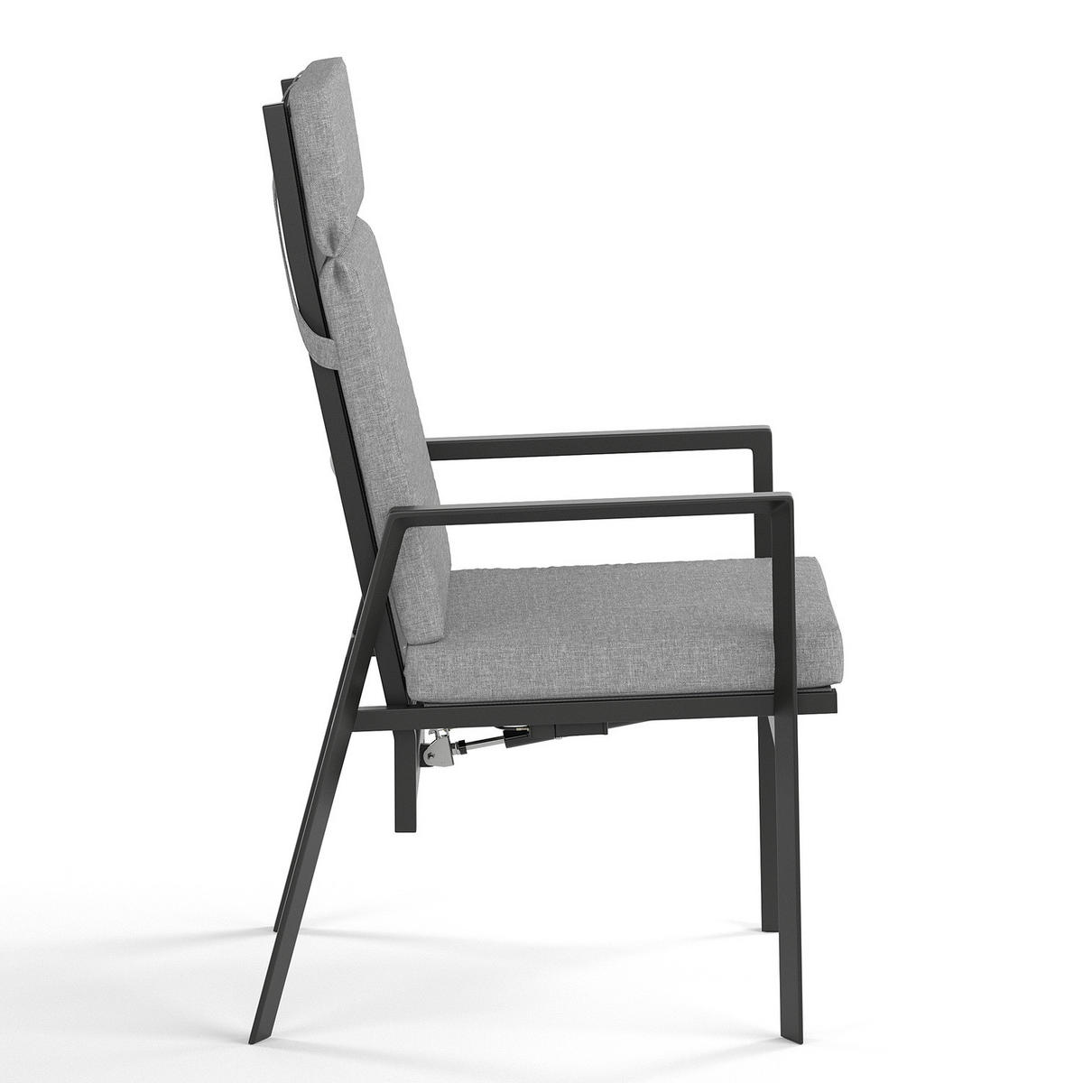 GARTENESSGRUPPE - 7-teilig - Aluminium / Polyester - Anthrazit / Grau - Anthrazit, Glas/Textil - home24