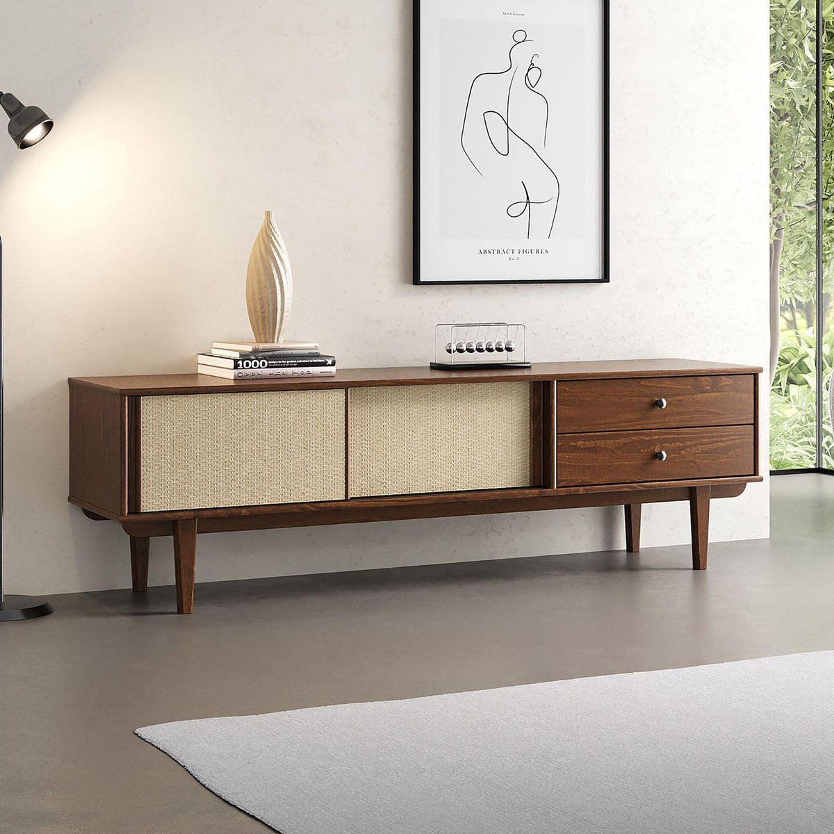 LOWBOARD SIMONA - Kastanienfarben, Holz (175/52/41cm) - IDIMEX