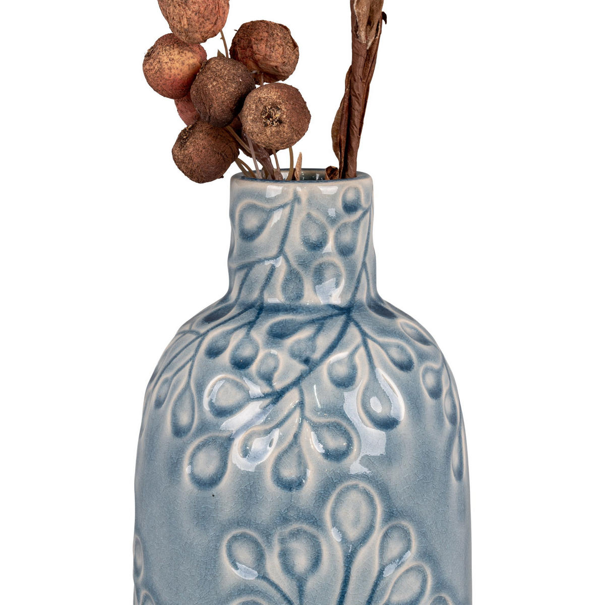 VASE Steingut Blau - Blau, Stein (26cm) - tinkaro