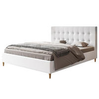 POLSTERBETT LUX Rio mit Kopfteil, 180 x 200 cm, Doppelbett mit Lattenrost aus Holz, Kunstleder Weiß, Füße in Farbe: Braun - Weiß, Holz/Textil (180/200cm) - Alpi-Möbel