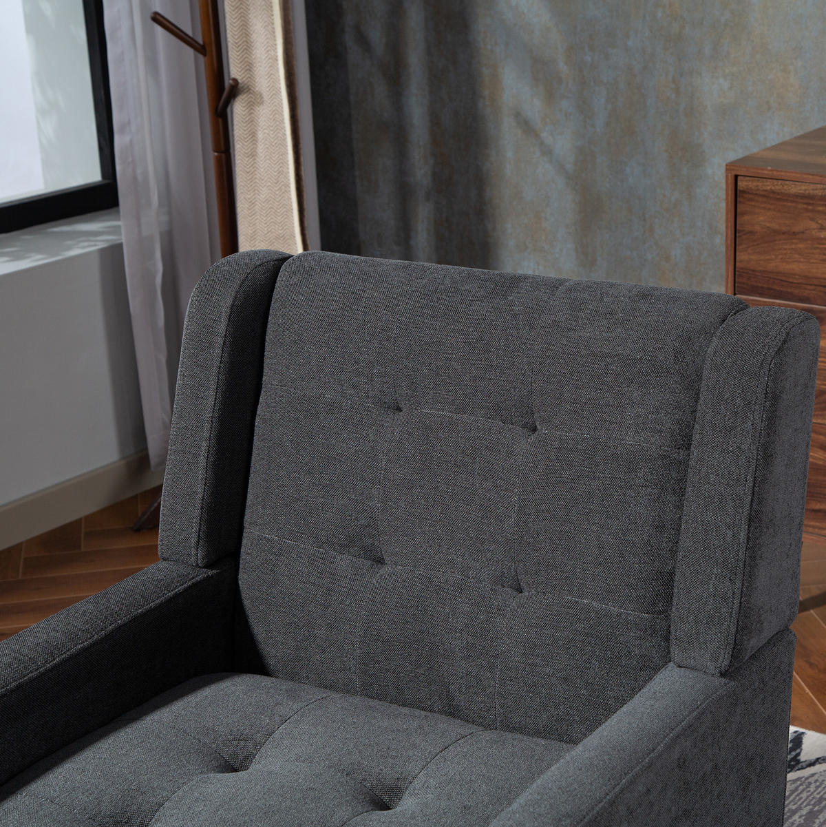 SESSEL 68/76/88 cm Dark Gray aus Upholstered mit Tufting - Dunkelgrau, Textil (76/88/68cm) - OKMYHOME