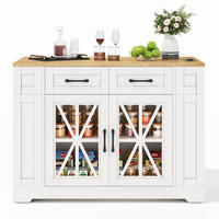 KÜCHENINSEL mit Klapptisch 120 cm Weiß/Natur - Weiß, Holz (65/92/120cm) - Beauniv