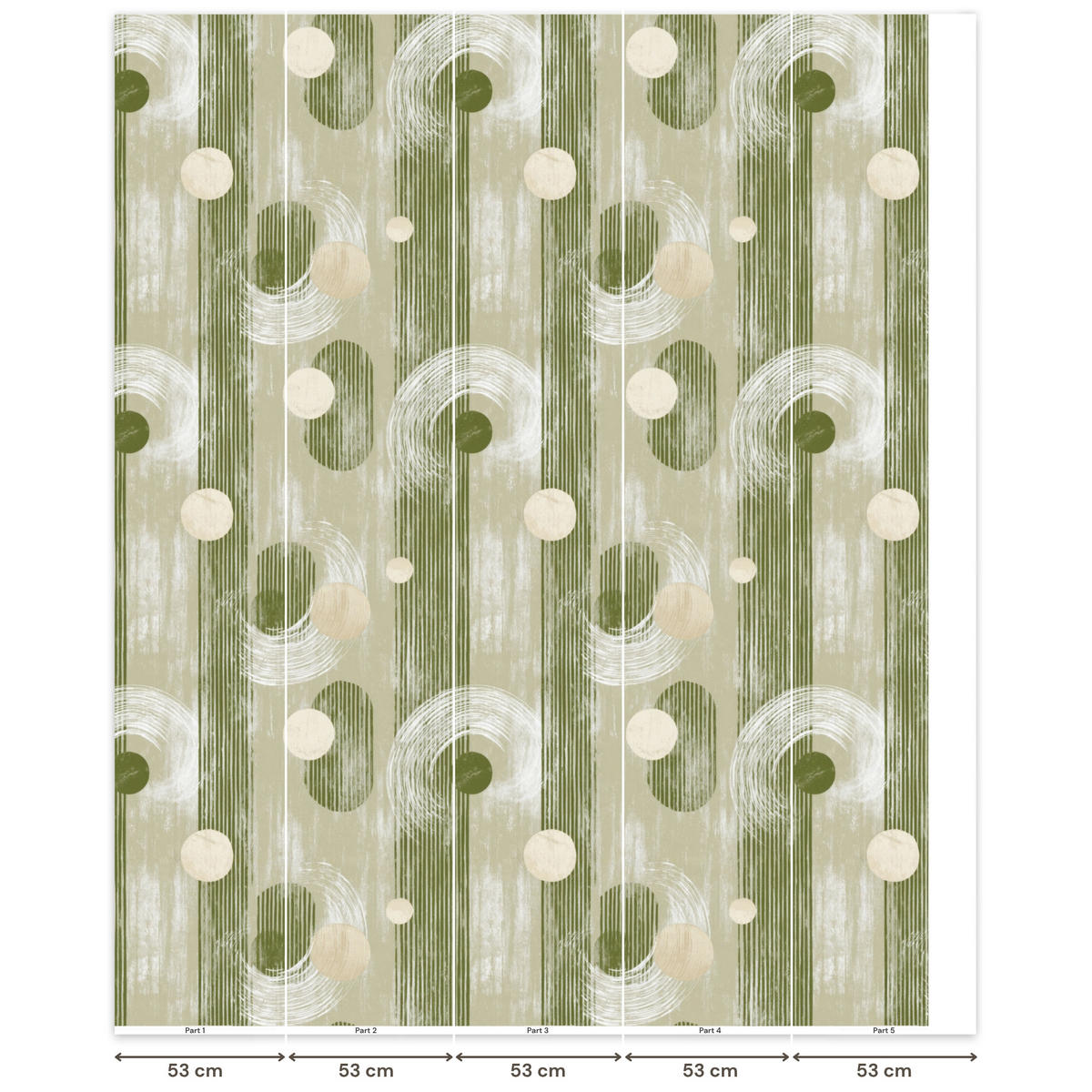 TAPETE - Künstlerisch - Modern - Grün - 260x300 cm - Olivgrün, Papier (260/300cm) - OnlyWow