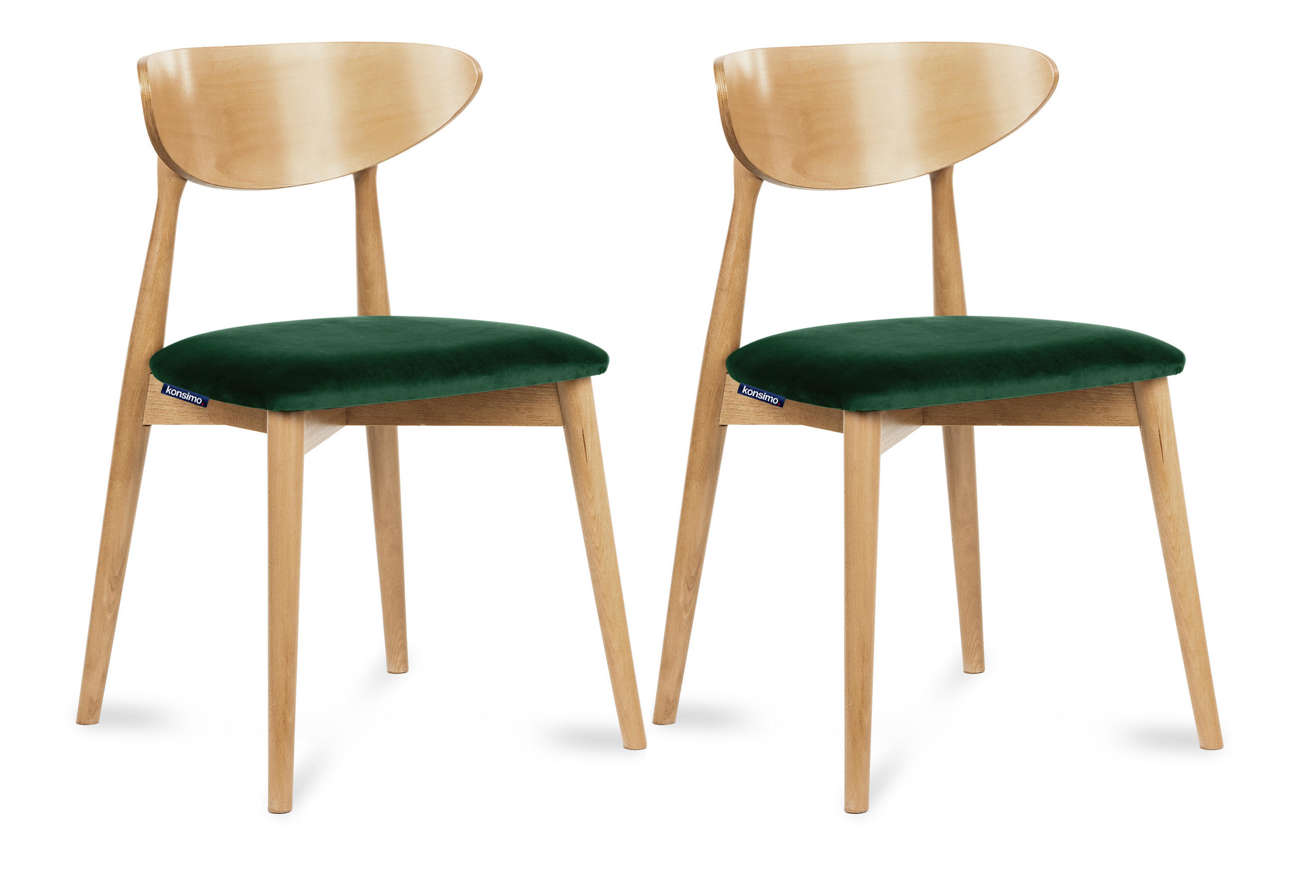 ESSZIMMERSTÜHLE RABI (2er-Set), Dunkelgrün / Eiche hell - Dunkelgrün/Eichefarben, Holz/Buchenholz (47/79/45cm) - KONSIMO®