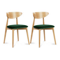 ESSZIMMERSTÜHLE RABI (2er-Set), Dunkelgrün / Eiche hell - Dunkelgrün/Eichefarben, Holz/Buchenholz (47/79/45cm) - KONSIMO®