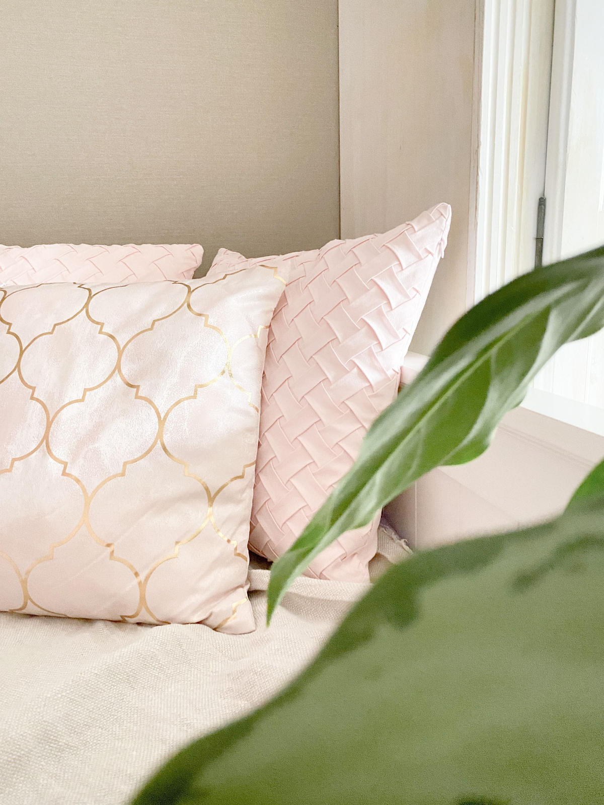 DEKOKISSEN 2er-Set Pastellrosa 45/45 cm Tithonia - Pink, Textil (45/45cm) - Beliani