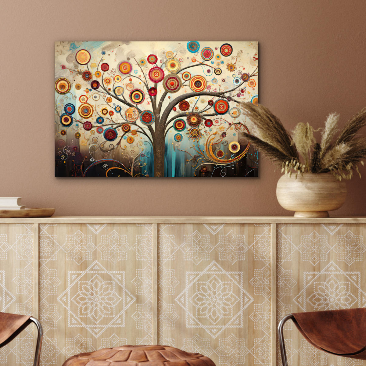 METALLBILD Baum - Baum des Lebens - Farbe 60x40 cm - Braun, Metall (60/40cm) - MuchoWow