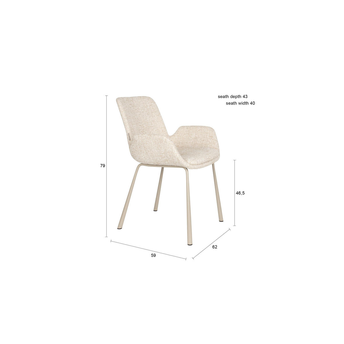 ESSZIMMERSTUHL Brit Beige - 2 er Set - Beige, Textil (59/79/62cm) - Zuiver