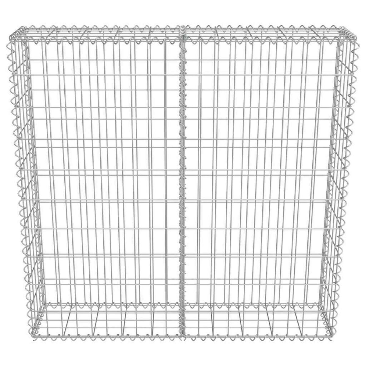 GABIONENWAND Mit Abdeckung Verzinkter Stahl 100/20/100 Cm - Silberfarben, Metall (20/100cm) - vidaXL