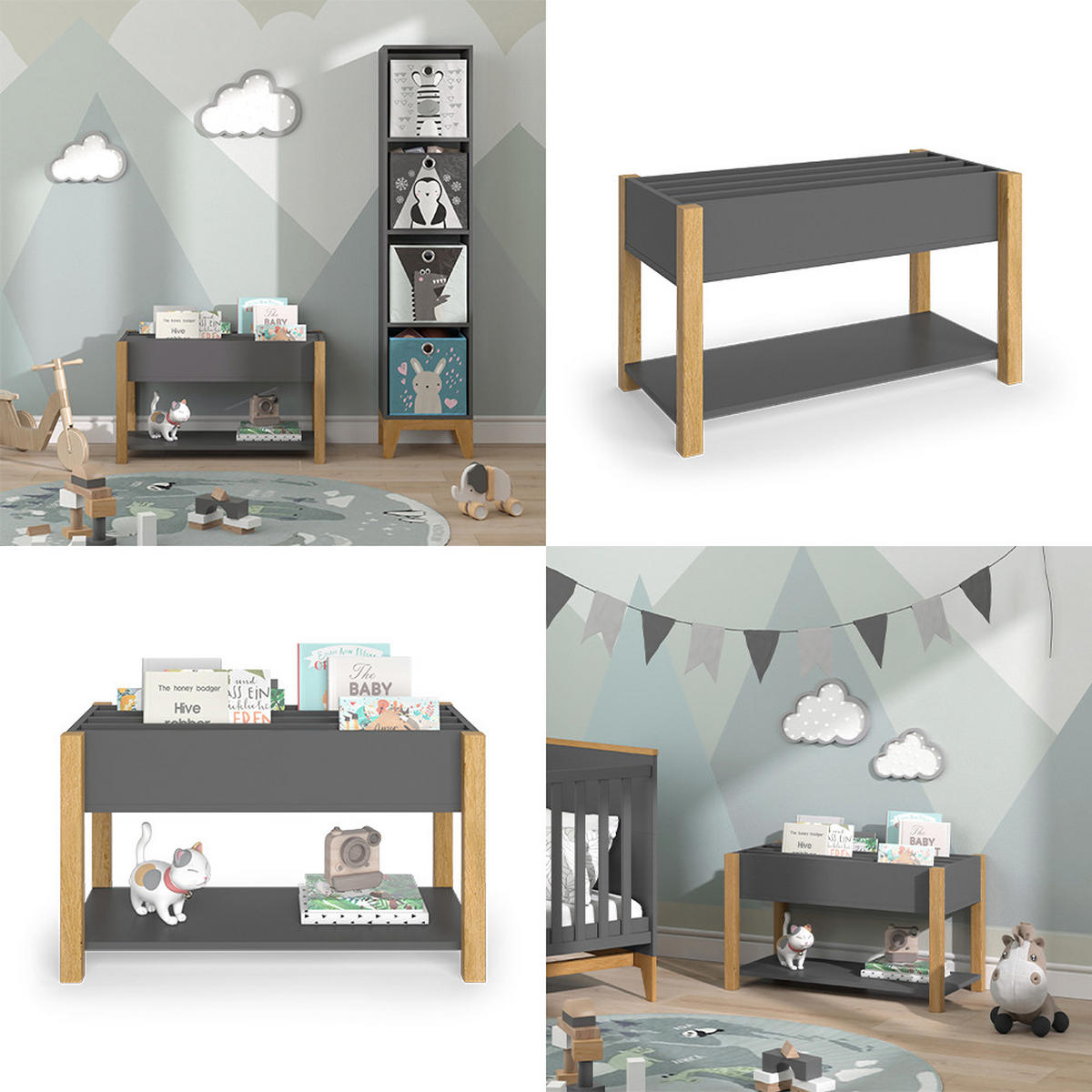 KINDERREGAL Malia Grau/Eiche 80 x 46 cm - Eichefarben/Grau, Holzwerkstoff (80/46/40cm) - VitaliSpa