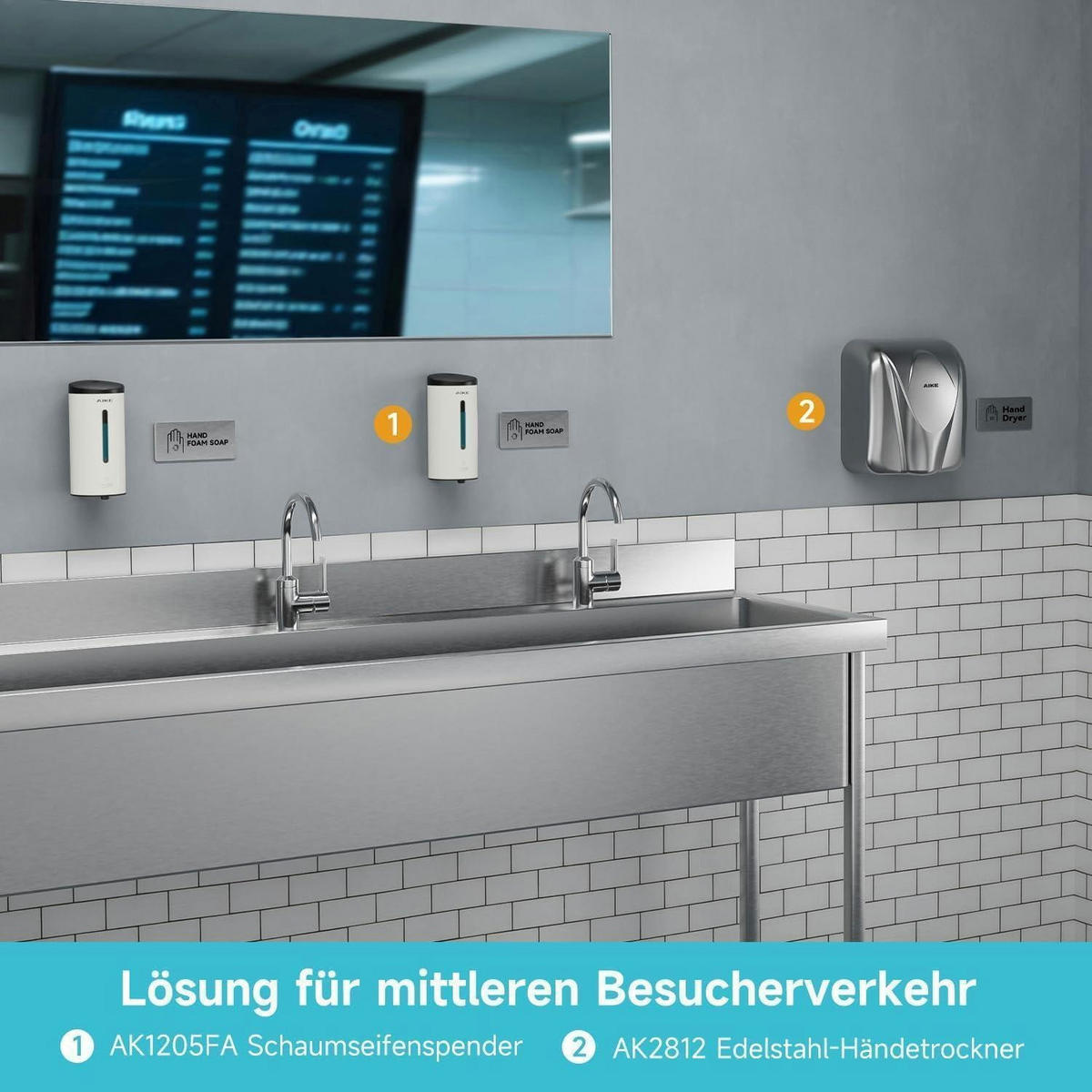 SCHAUMSEIFENSPENDER AIKE FoamCore Wandmontage 750ML Edelstahl Matt Weiß - Weiß, Metall (10.9/10.8/22.1cm)