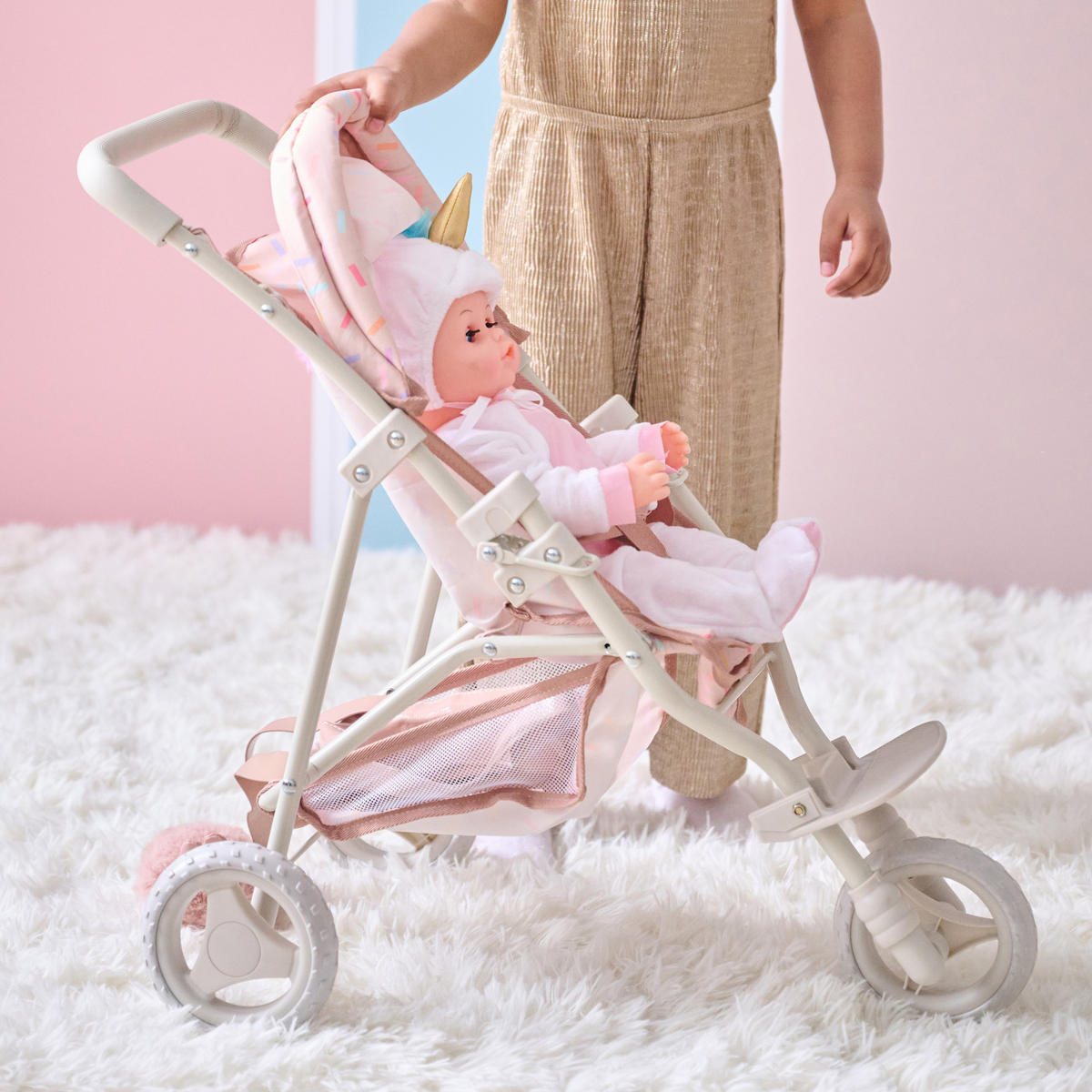 PUPPENWAGEN Jogging, Beige, 54cm - Beige, Holzwerkstoff (33/54/61cm) - Teamson Kids