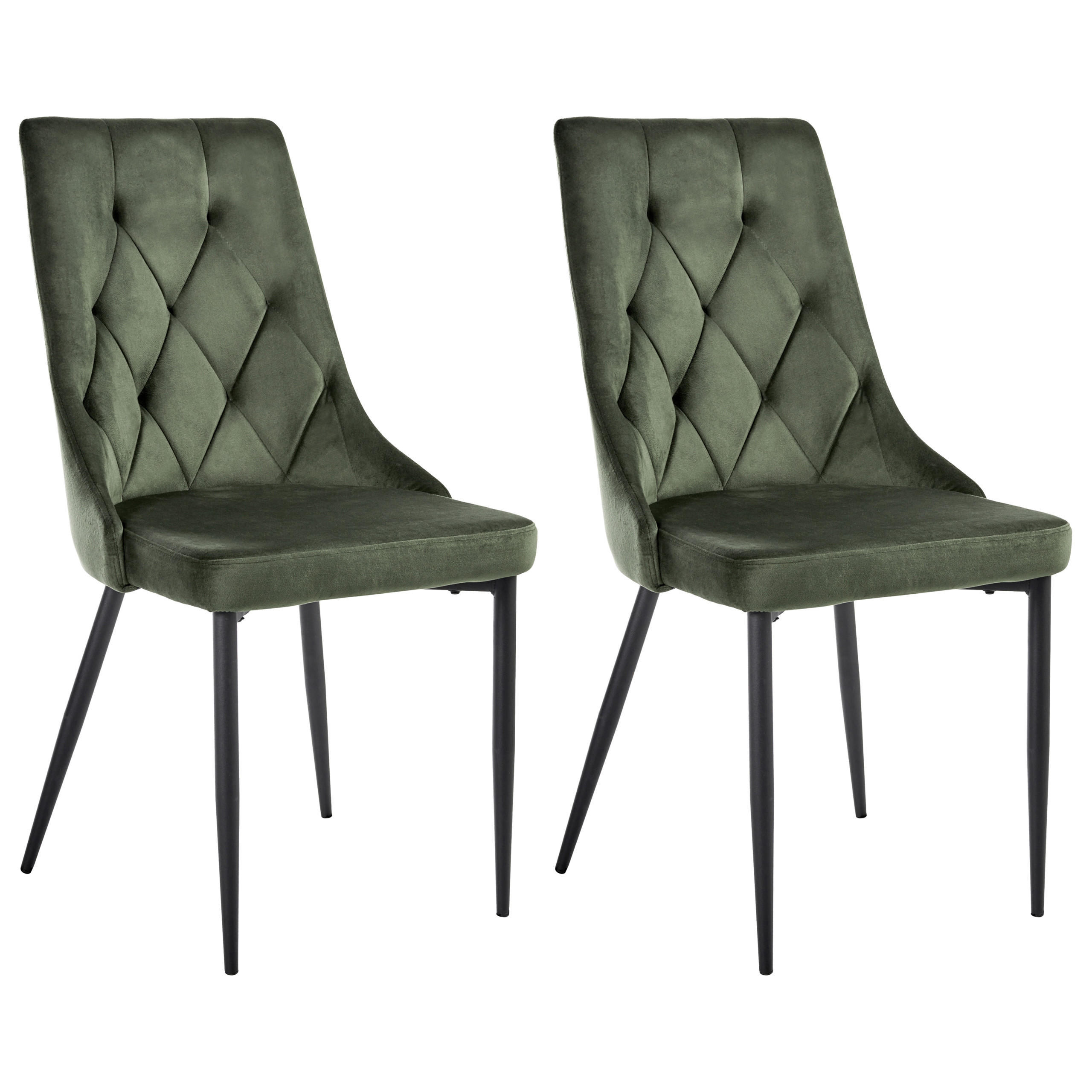 ESSZIMMERSTUHL 2er-Set Olivgrün Avenir - Schwarz/Grün, Textil (49/95/60cm) - Beliani