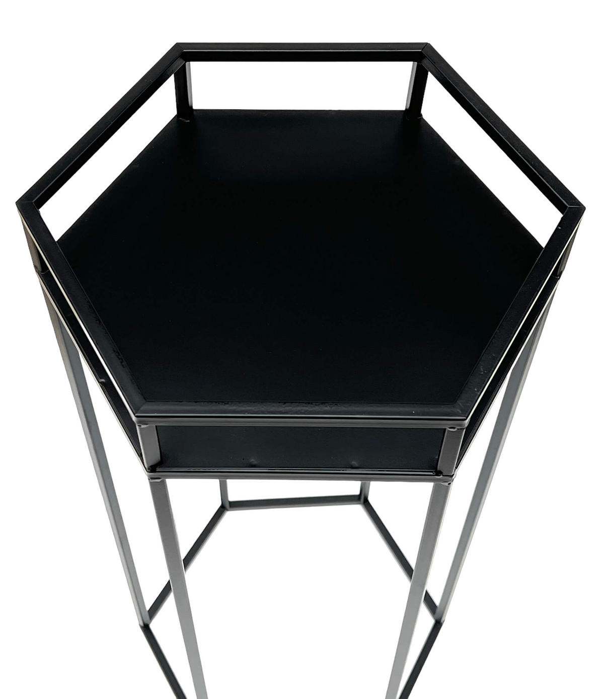 BLUMENHOCKER Metall Schwarz 6eck 3er Set - Schwarz, Metall (23/50/20cm) - DanDiBo