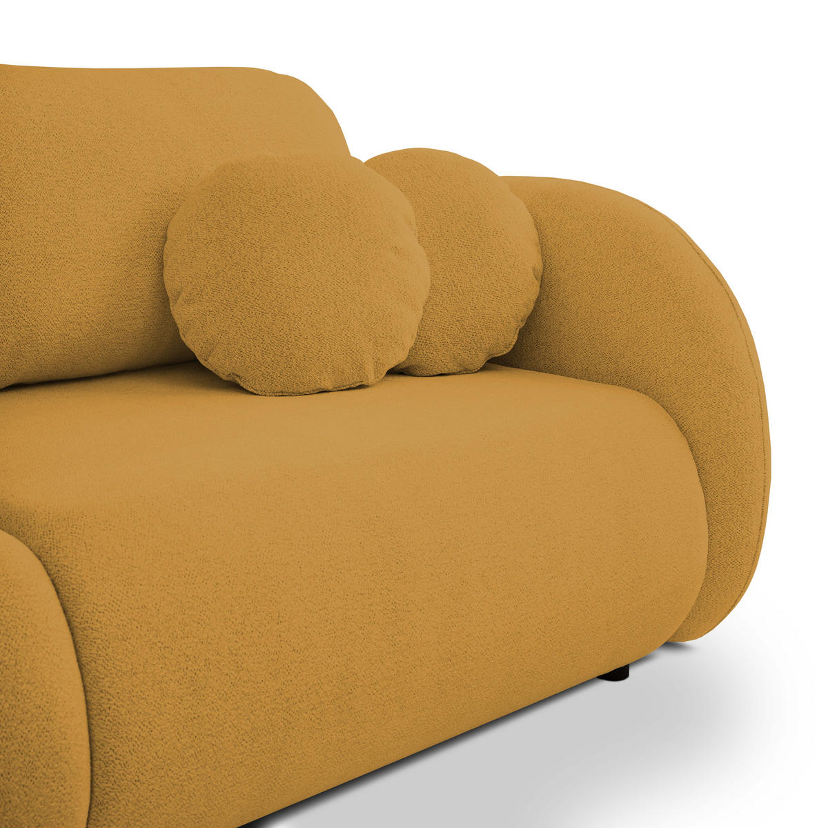 SOFA LOOP Schlaffunktion & Bettkasten PUR-Schaum Schwarze Kunststofffüße skandinavischer Stil lose Rückenkissen freistehend 234x112x86 cm Gold - Goldfarben, Holz/Textil (234/86/112cm) - DomoHome