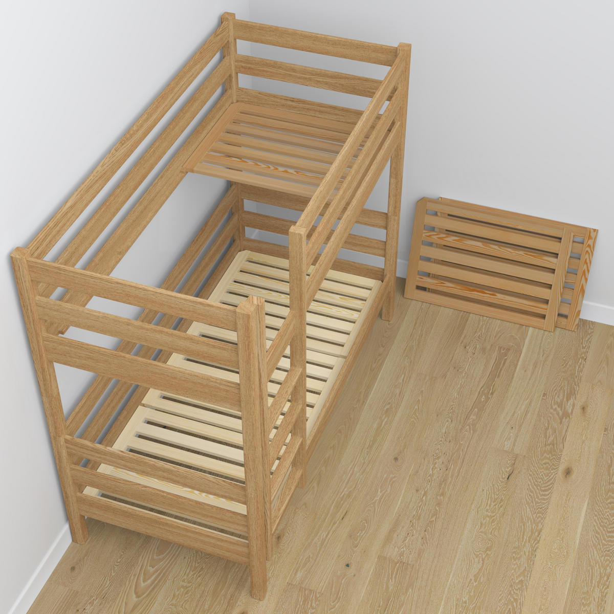 ETAGENBETT N01 mit Matratzenschublade Eiche Natur 80/180 - Eiche Artisan, Naturmaterialien/Holz (80/180cm) - N-Wood