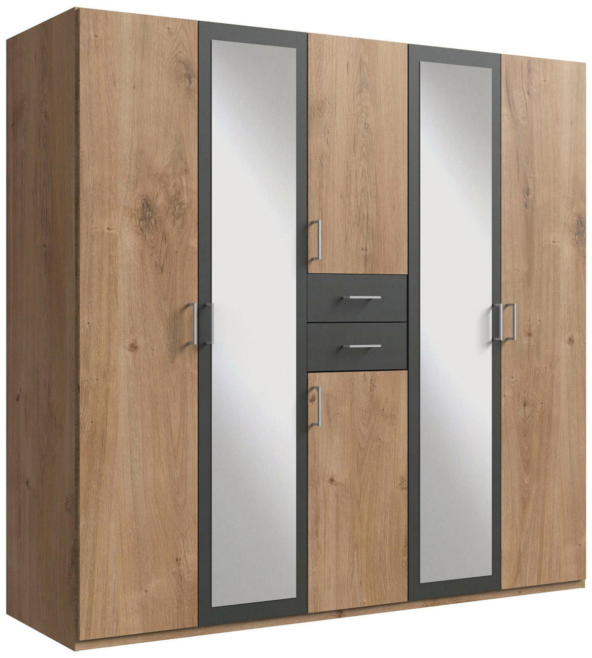 KLEIDERSCHRANK Diver Plankeneiche / graphit 225 / 58 / 207cm - Eichefarben/Graphitfarben, Holz/Holzwerkstoff (225/207/58cm) - Wimex