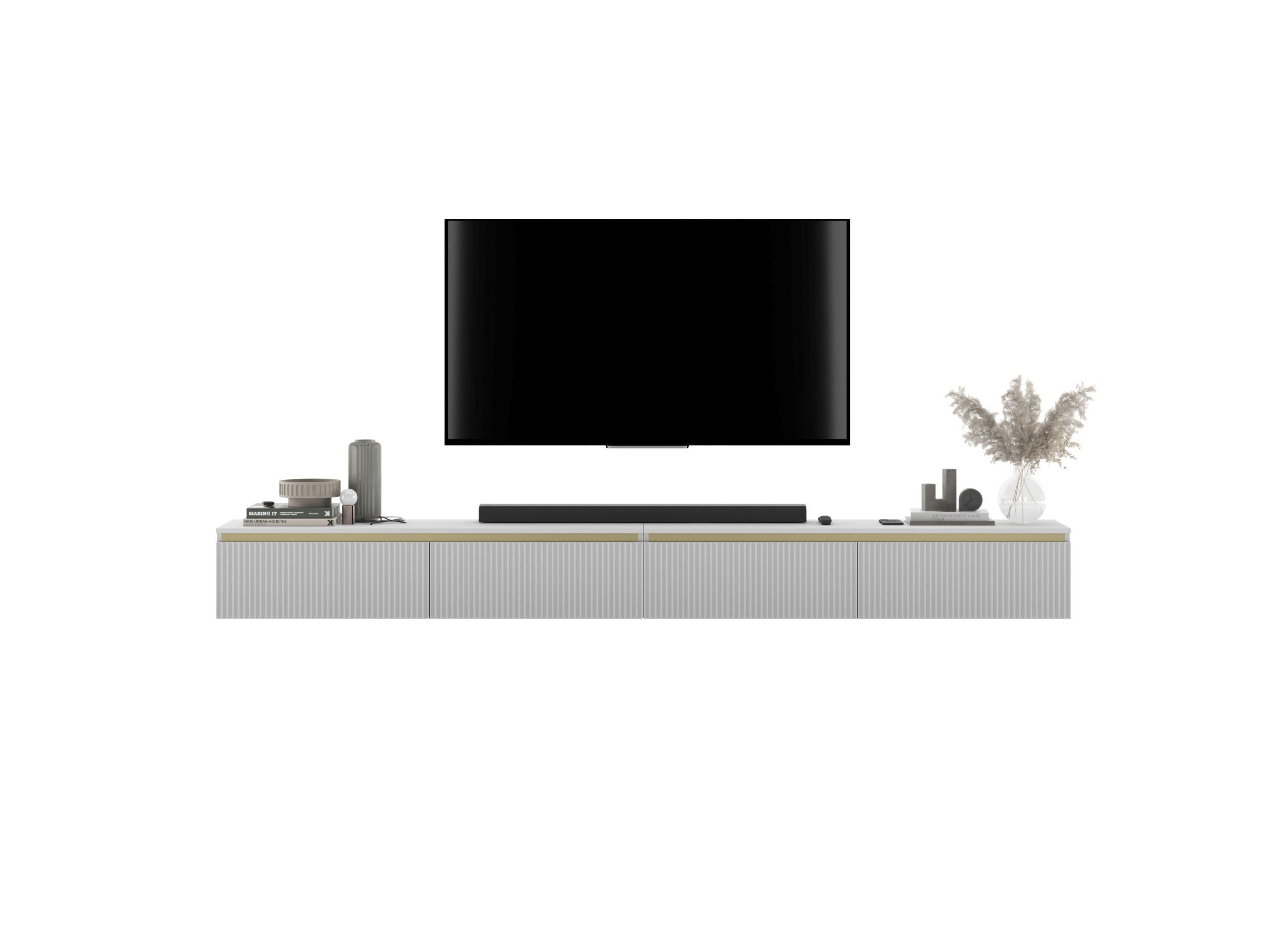 TV-LOWBOARD 2-er Set Selene Weiß Matt Glamour 140 cm - Weiß, Holzwerkstoff (280/30/35cm) - Meble Lindner
